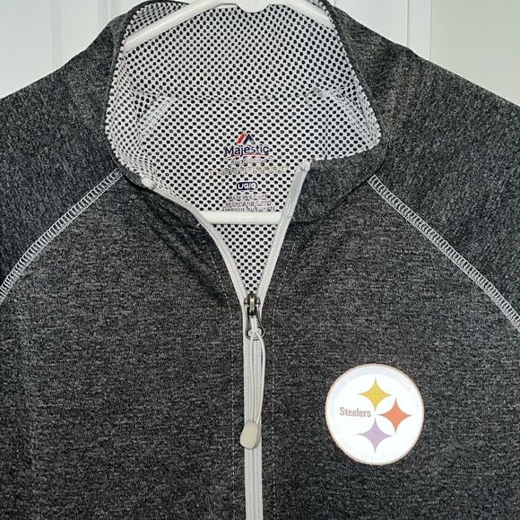 Women’s Gray 2 tone Pittsburgh Steelers full zipper sweatshirt running jacket L - Picture 2 of 4